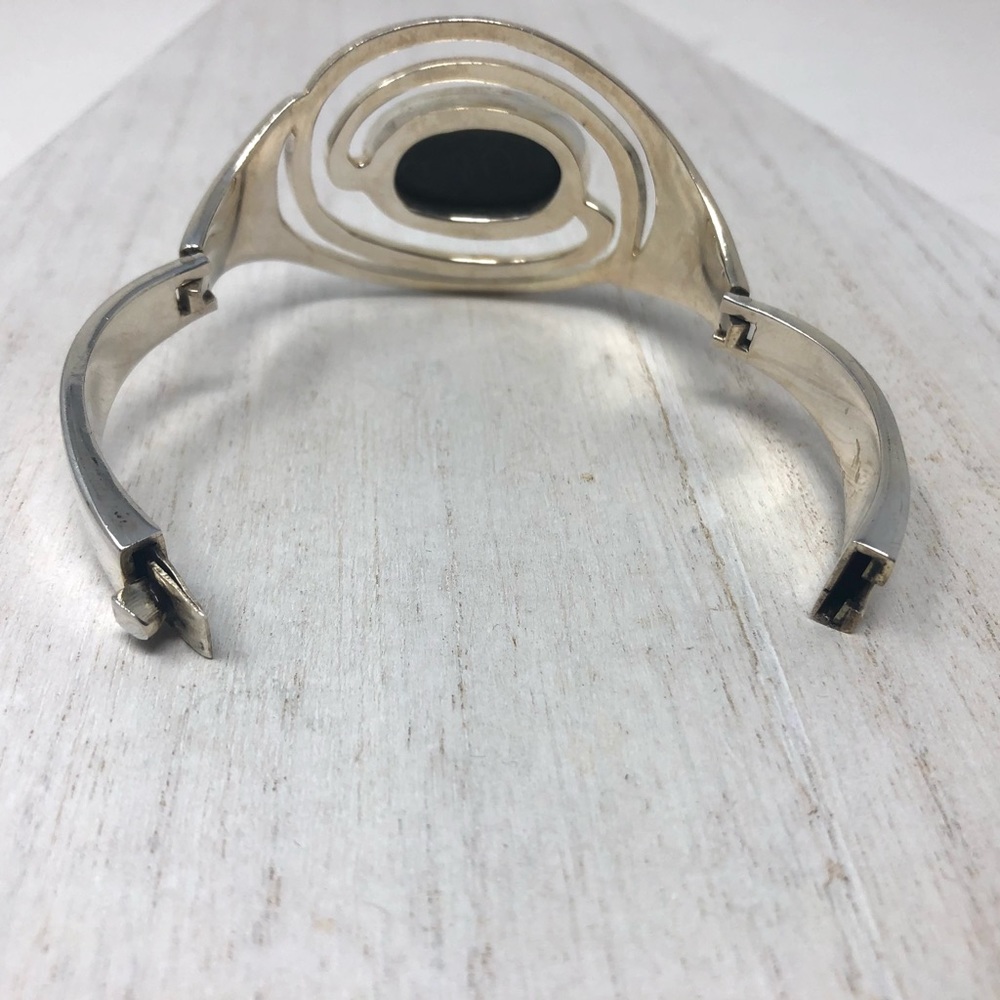 TAXCO Sterling silver bracelet, large onyx stone, 67.8g - Picture 9 of 15